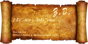 Zádori Dénes névjegykártya